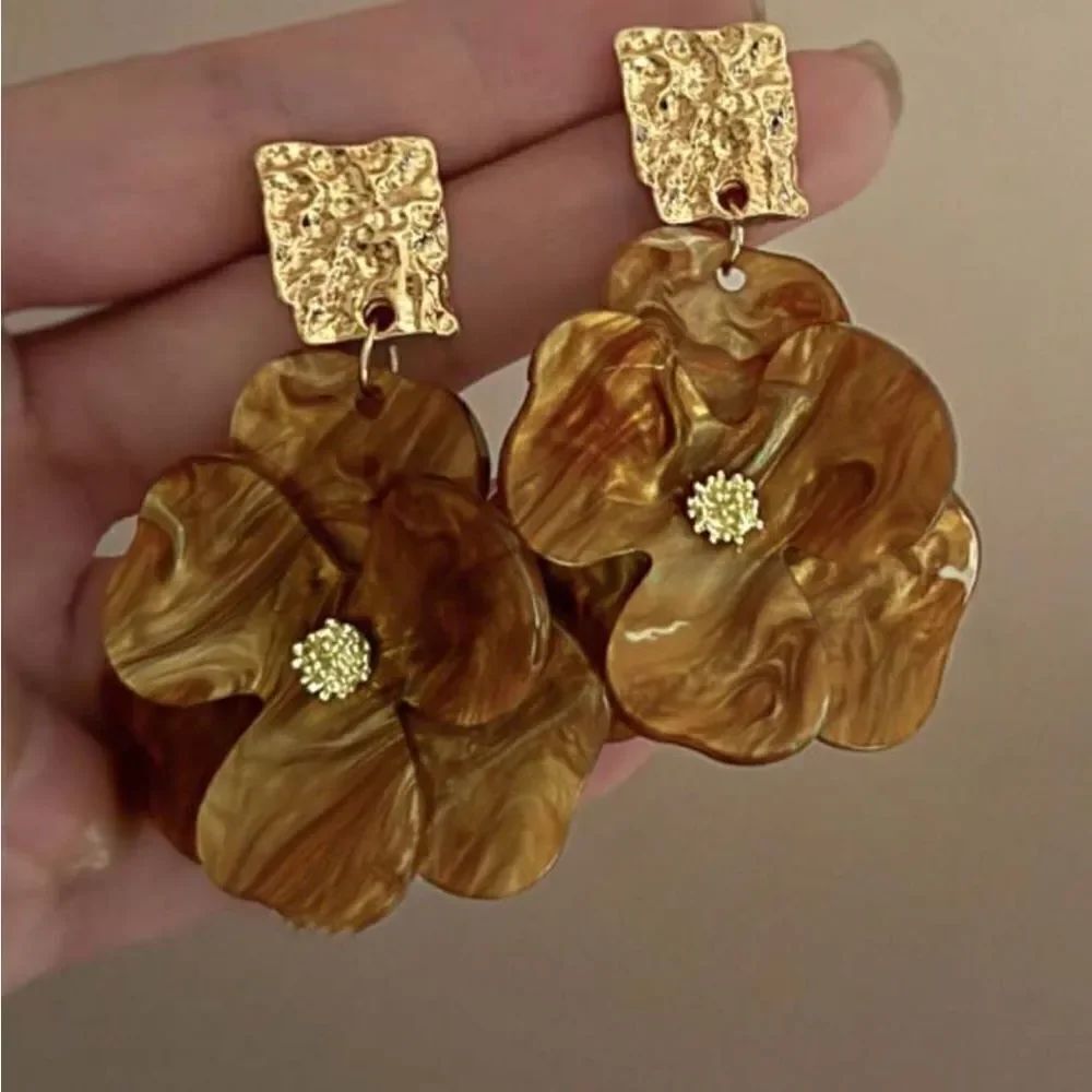 Bohemian flower drop earrings A481